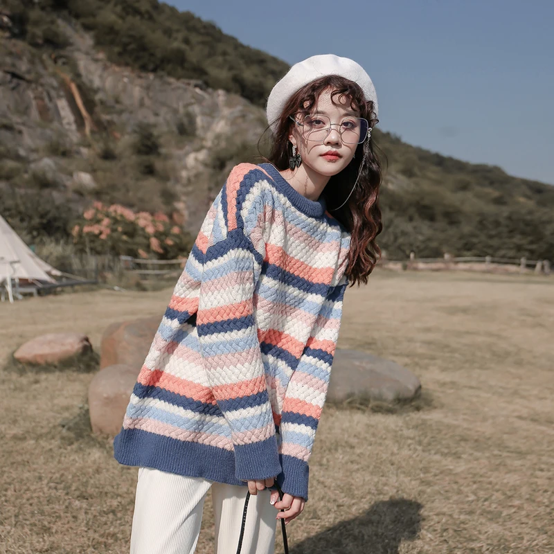 2023 New Knitted Striped Warm Casual Fashionable Oversized Wild Vintage O Neck Women Autumn Winter Sweaters Pullovers Tops Y2k
2023 New Knitted Striped Warm Casual Fashionable Oversized Wild Vintage O Neck Women Autumn Winter Sweaters Pullovers Tops Y2k