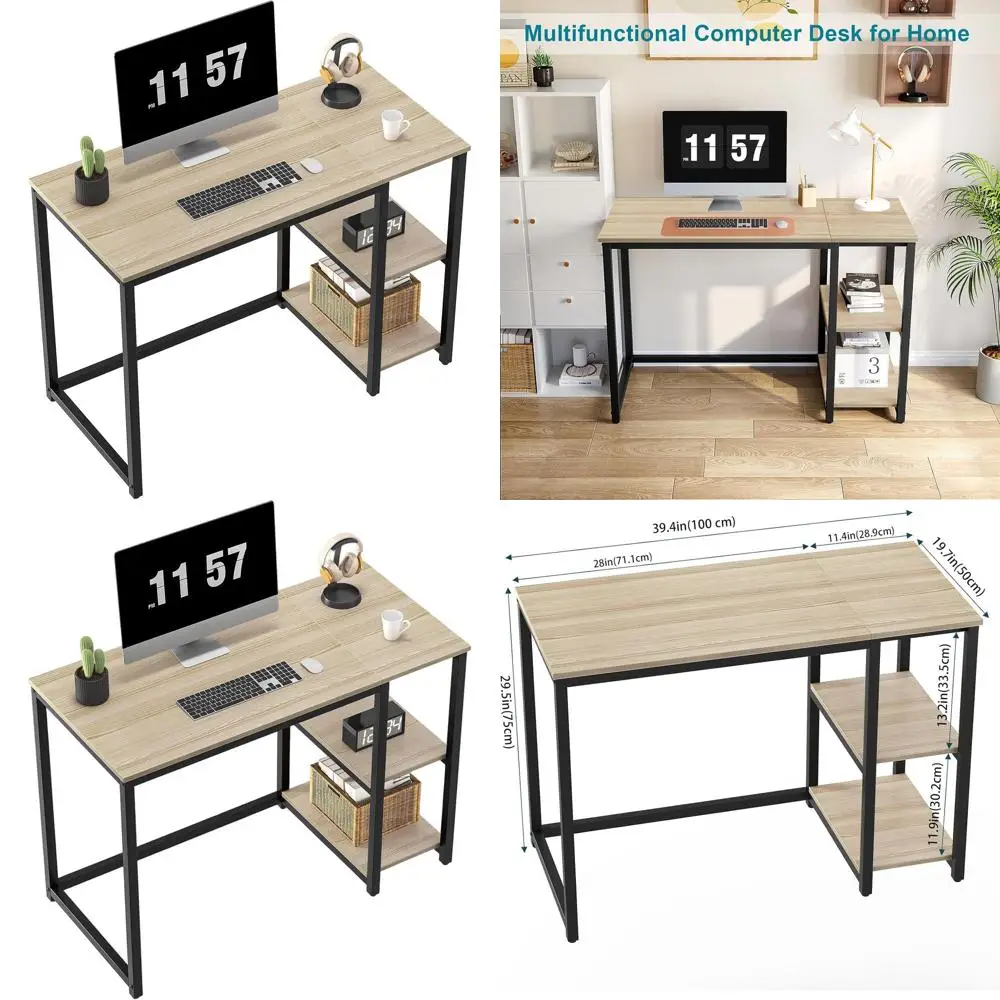 40 Inch Oak Study Desk with Shelves, Durable Light Wood Laptop Table, Modern Storage Space for Gaming and Writing, Beige
40 Inch Oak Study Desk with Shelves, Durable Light Wood Laptop Table, Modern Storage Space for Gaming and Writing, Beige