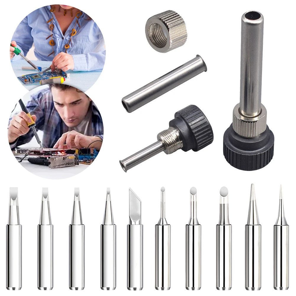 11 Pcs Soldering Iron Tips W/ Welding Sleeve 900M Lead-Free Replaceable Soldering Tip Welding Tips Head Soldering Iron Head
11 Pcs Soldering Iron Tips W/ Welding Sleeve 900M Lead-Free Replaceable Soldering Tip Welding Tips Head Soldering Iron Head