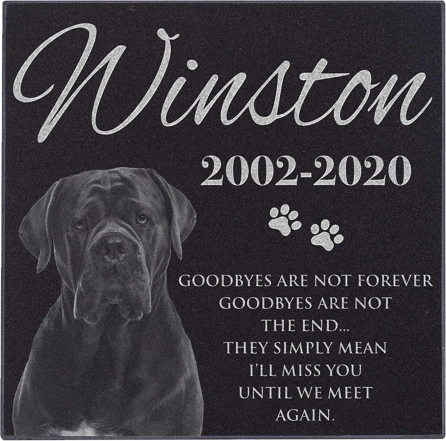 Personalized Pet Memorial Stone with Photo - 12x12 Large Dog Grave Marker, Sympathy Gifts for Pet Loss
Personalized Pet Memorial Stone with Photo - 12x12 Large Dog Grave Marker, Sympathy Gifts for Pet Loss