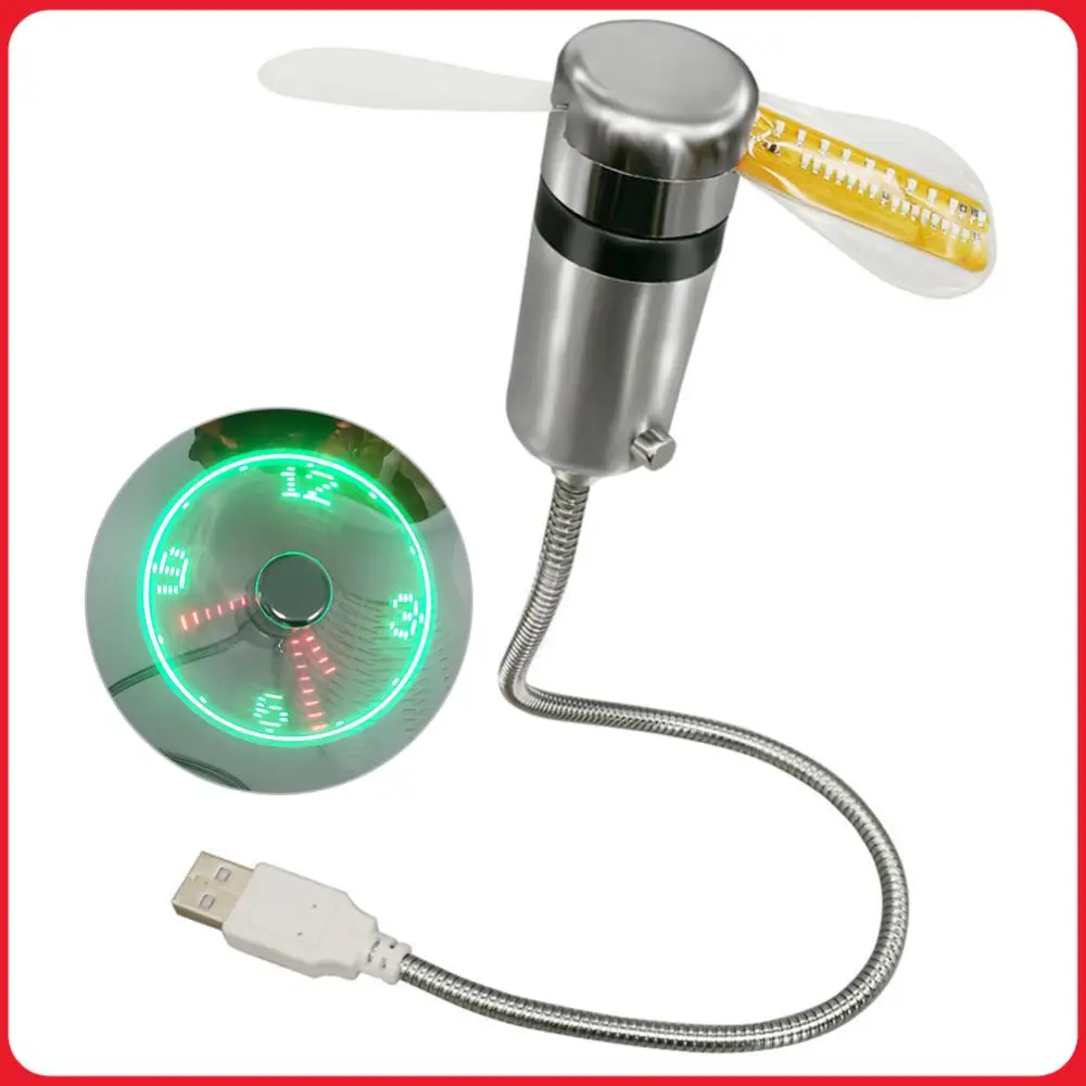 Clock Fans Time Temperature Display Portable Gadgets DC 5V Flexible Gooseneck LED Clock Real Time Display for Laptop PC Notebook