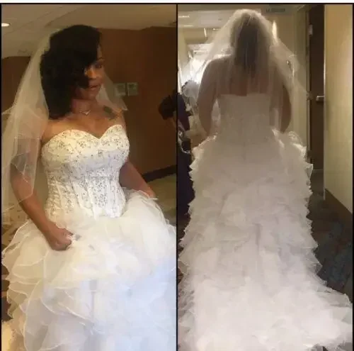 Customized Long African Tulle Mermaid Wedding Dresses Plus Size Custom Made Sweetheart Lace Up Back Beaded Bridal Gowns For Wome
Customized Long African Tulle Mermaid Wedding Dresses Plus Size Custom Made Sweetheart Lace Up Back Beaded Bridal Gowns For Wome