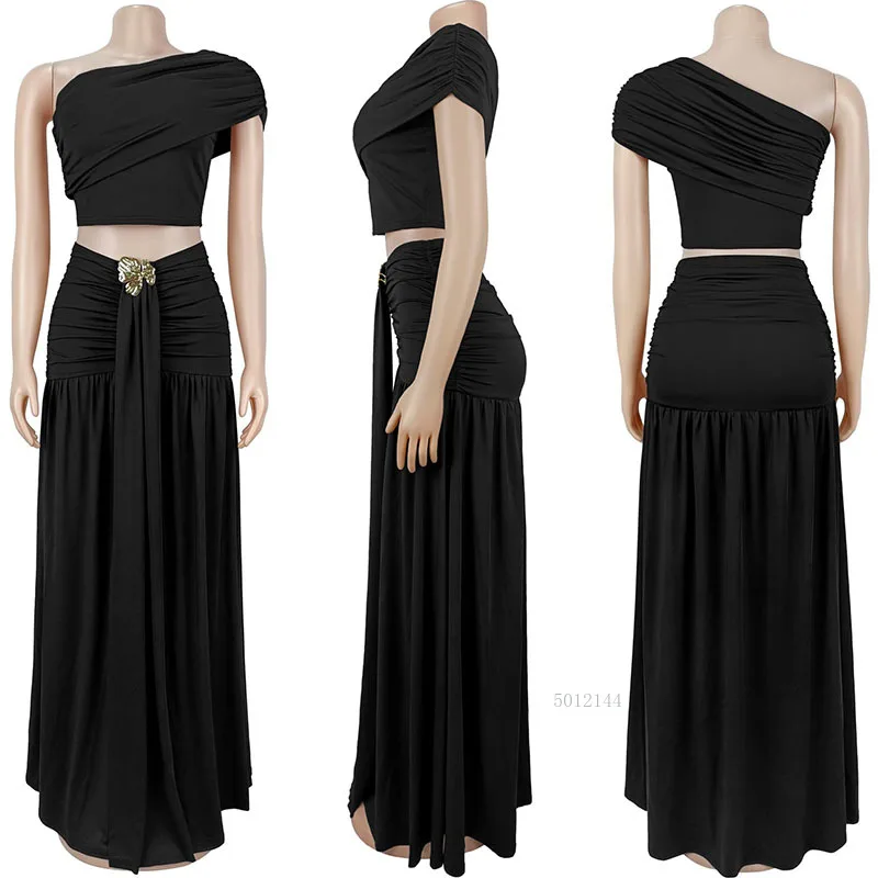 Fashion Ruched Elegant Party Dress Sets Women 2 Piece Set Outfit Holiday One Shoulder Crop Top and Long Skirt Matching Sets Club
Fashion Ruched Elegant Party Dress Sets Women 2 Piece Set Outfit Holiday One Shoulder Crop Top and Long Skirt Matching Sets Club