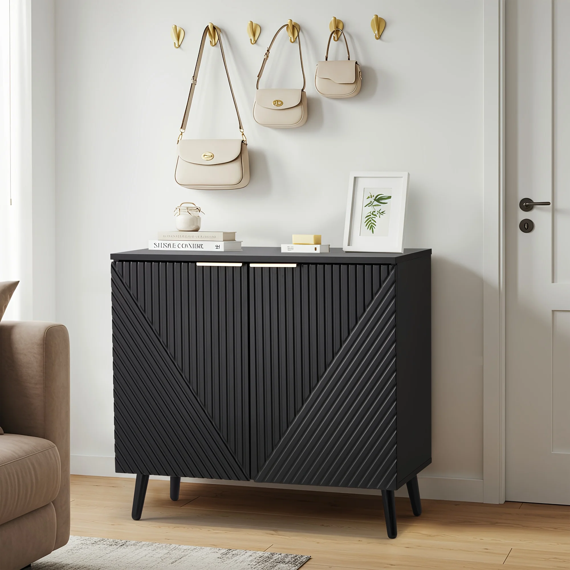 Black Fluted Sideboard Cabinet with Adjustable Shelves, Storage Buffet Cabinet for Dining Room, Living Room, Entryway
Black Fluted Sideboard Cabinet with Adjustable Shelves, Storage Buffet Cabinet for Dining Room, Living Room, Entryway