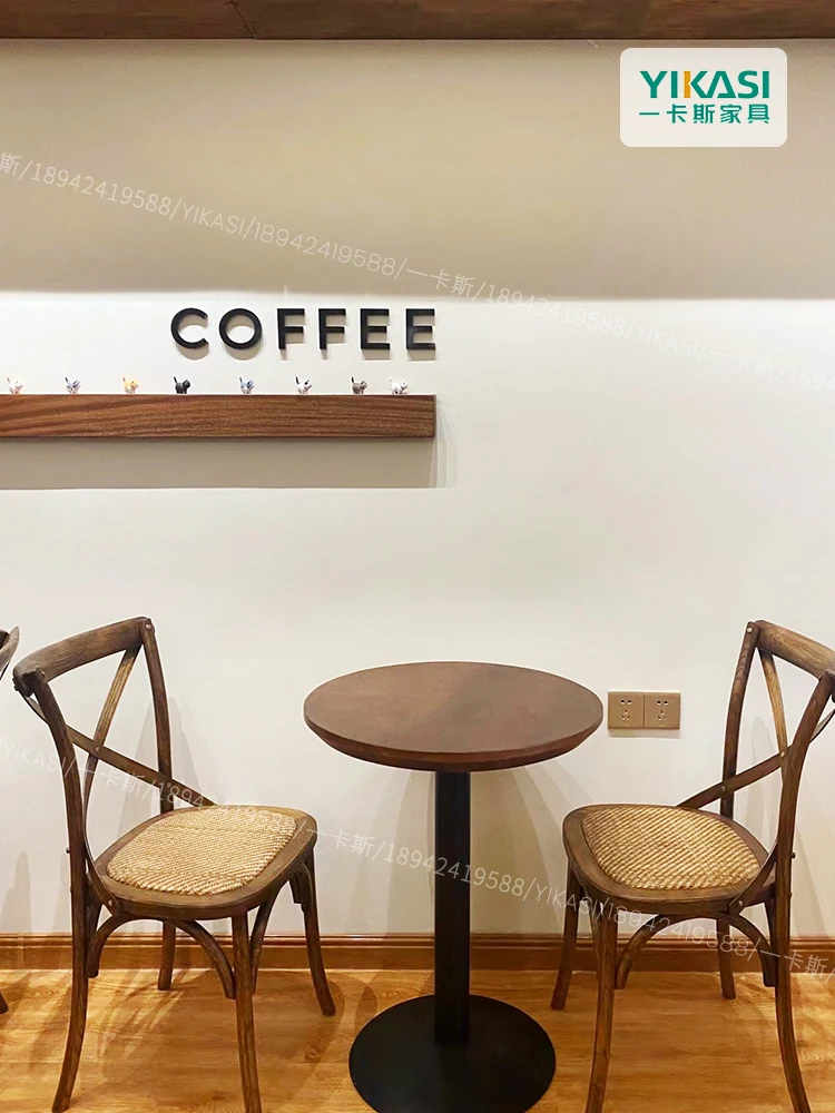 Yy American Retro Coffee Shop Western Restaurant Table and Chair Combination Milk Tea Shop Small round Table
Yy American Retro Coffee Shop Western Restaurant Table and Chair Combination Milk Tea Shop Small round Table