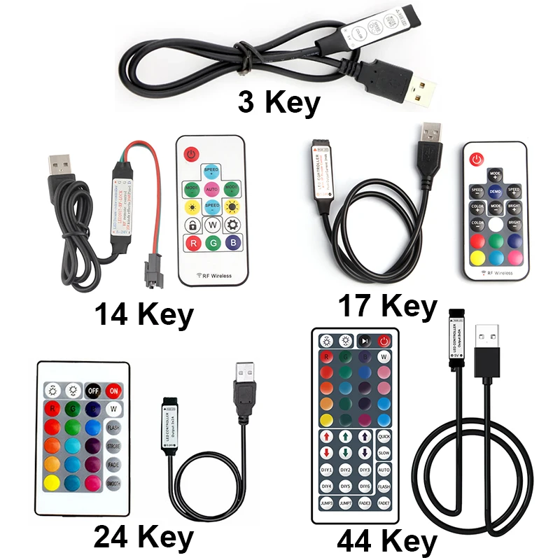 RGBW USB LED Strip Controller 5V Mini RGB Controller 3 14 17 24 44 Key Remote Control Dimmer For 5050 Strip Light TV Backlight
RGBW USB LED Strip Controller 5V Mini RGB Controller 3 14 17 24 44 Key Remote Control Dimmer For 5050 Strip Light TV Backlight