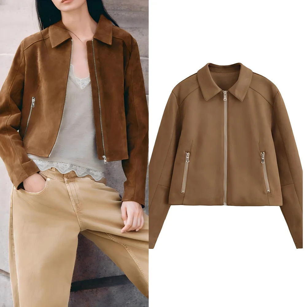Women's 2025 new fashion casual short suede Lapel jacket Coat retro long sleeved zipper pocket women's Coat chic top
Women's 2025 new fashion casual short suede Lapel jacket Coat retro long sleeved zipper pocket women's Coat chic top