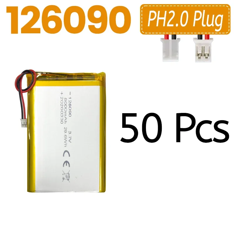 50Pcs 126090 3.7V 8000mAh Polymer Lithium Battery Cells DIY Power Bank Module Board for Portable Charger
50Pcs 126090 3.7V 8000mAh Polymer Lithium Battery Cells DIY Power Bank Module Board for Portable Charger