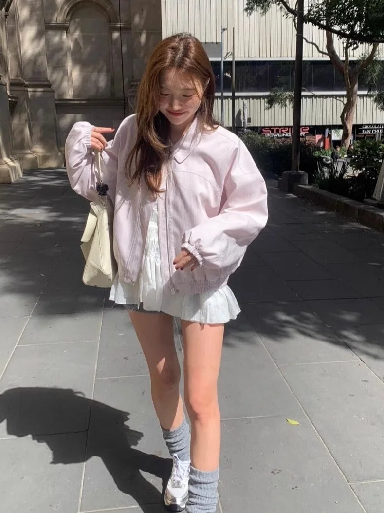 Dongdaemun Tannat Women's Pink Collar Loose Zipper Jaet Casual Outerwear Spring Season Commute Sle Regular Length
Dongdaemun Tannat Women's Pink Collar Loose Zipper Jaet Casual Outerwear Spring Season Commute Sle Regular Length
