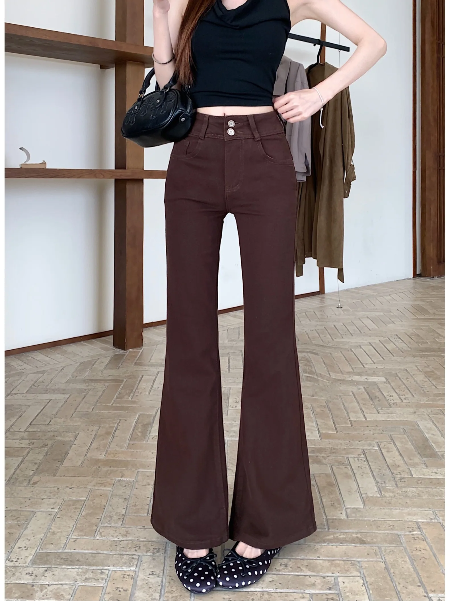 High Waist Bell Bottom Jeans Women's Brown Denim Spring Summer New Style Slimming Floor Length Trousers Fashionable Commute
High Waist Bell Bottom Jeans Women's Brown Denim Spring Summer New Style Slimming Floor Length Trousers Fashionable Commute