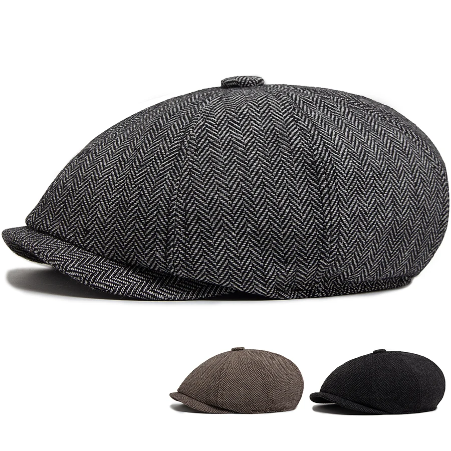 Men Vintage Newsboy Hats Tweed Plaid Beret Octagon Cap Women Casual Herringbone Berets Autumn Winter Warm Flat Hat Adjustable
Men Vintage Newsboy Hats Tweed Plaid Beret Octagon Cap Women Casual Herringbone Berets Autumn Winter Warm Flat Hat Adjustable