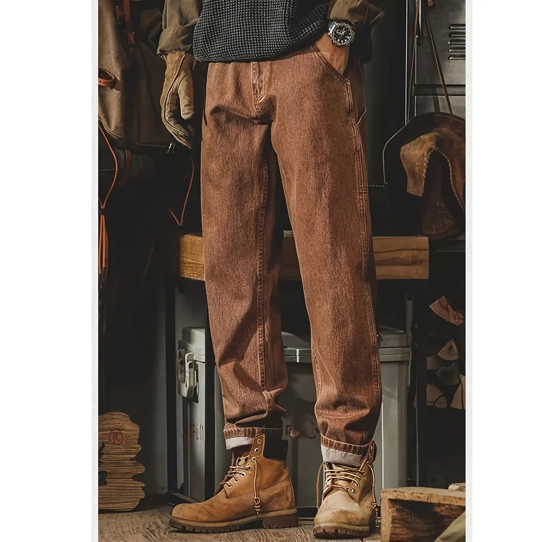 Американские мужские классические джинсы спецодежды в стиле ретро, мужские осенне-зимние свободные прямые брюки верблюжьего цвета, слегка эластичные повседневные брюки
Американские мужские классические джинсы спецодежды в стиле ретро, мужские осенне-зимние свободные прямые брюки верблюжьего цвета, слегка эластичные повседневные брюки