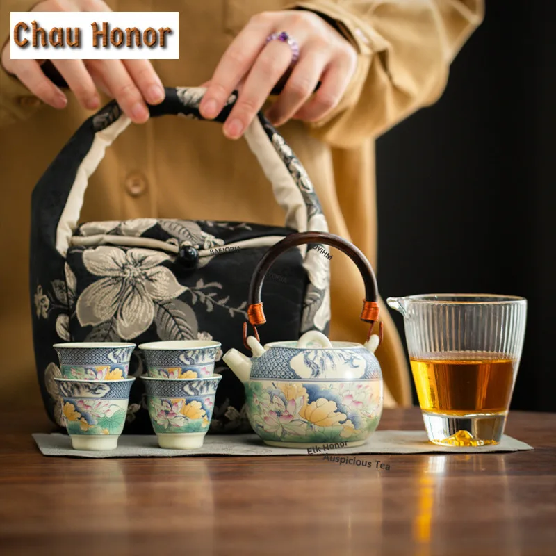 Chinese Lotus Pond Moonlight Travel Tea Set Kit Zen 1 Pot 4 Cups Tea Maker Organizer Portable Camping Stock Bags Kung Fu Tea Set
Chinese Lotus Pond Moonlight Travel Tea Set Kit Zen 1 Pot 4 Cups Tea Maker Organizer Portable Camping Stock Bags Kung Fu Tea Set