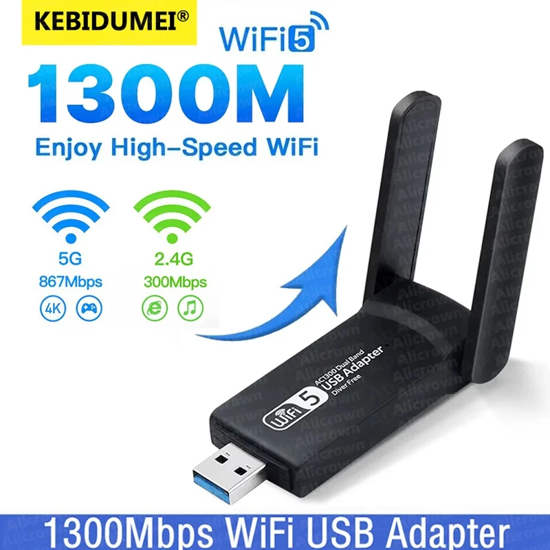 1300 Мбит/с USB-адаптер Wi-Fi, двухдиапазонный сетевой адаптер 2,4G/5 ГГц, 802.11AC, Wi-Fi-антенный ключ для ПК/драйвера ноутбука, бесплатный Win10/11
1300 Мбит/с USB-адаптер Wi-Fi, двухдиапазонный сетевой адаптер 2,4G/5 ГГц, 802.11AC, Wi-Fi-антенный ключ для ПК/драйвера ноутбука, бесплатный Win10/11