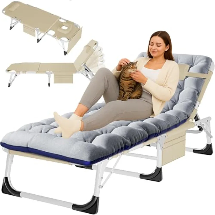 4-in-1 Lounge Chair with Face Arm Holes for Tanning 440LB Heavy-Duty Folding Recliner with Plush Cotton Cushion No Assembly Tri
4-in-1 Lounge Chair with Face Arm Holes for Tanning 440LB Heavy-Duty Folding Recliner with Plush Cotton Cushion No Assembly Tri