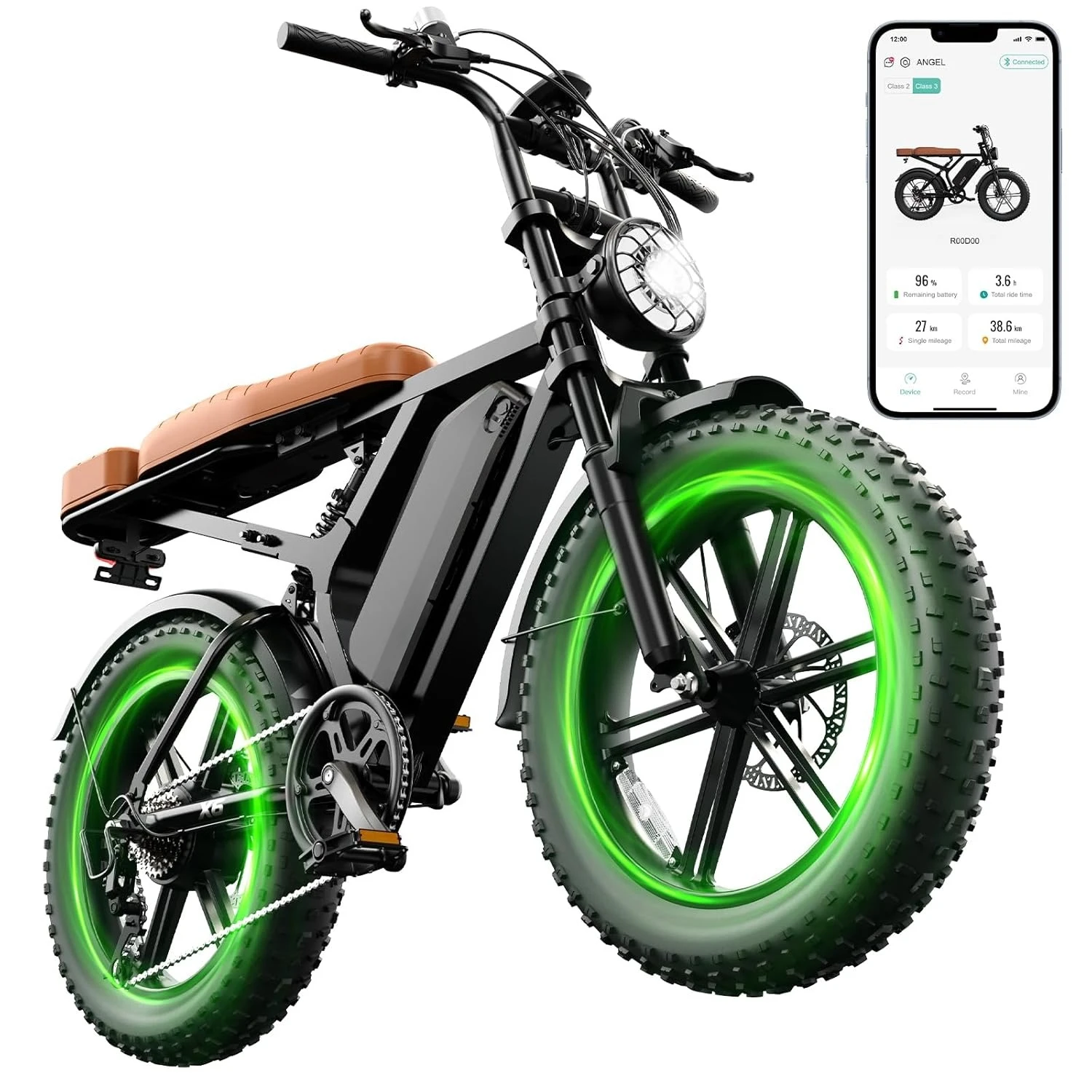 Peak 1500W Electric Bike 60/100Mi 48V 15/30Ah 20x4 Fat Tire Full Suspension APP Off-Road City Commuter, Custom
Peak 1500W Electric Bike 60/100Mi 48V 15/30Ah 20x4 Fat Tire Full Suspension APP Off-Road City Commuter, Custom