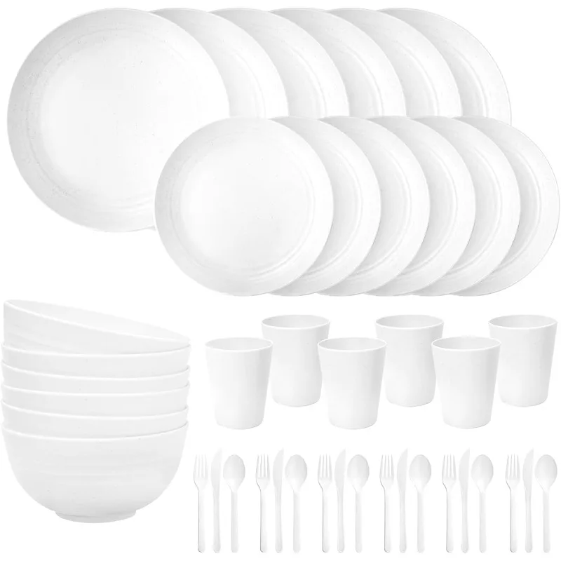 EI 42pcs Wheat Straw Dinnerware Set,White Plates and Bowls Sets,Reusable Plastic Plates Unbreakablefor College Dorm Room,
EI 42pcs Wheat Straw Dinnerware Set,White Plates and Bowls Sets,Reusable Plastic Plates Unbreakablefor College Dorm Room,
