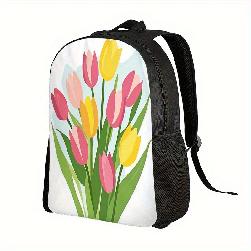 1 2D printed backpack with spring design and pink and yellow tulips. It comes with adjustable shoulder straps
1 2D printed backpack with spring design and pink and yellow tulips. It comes with adjustable shoulder straps