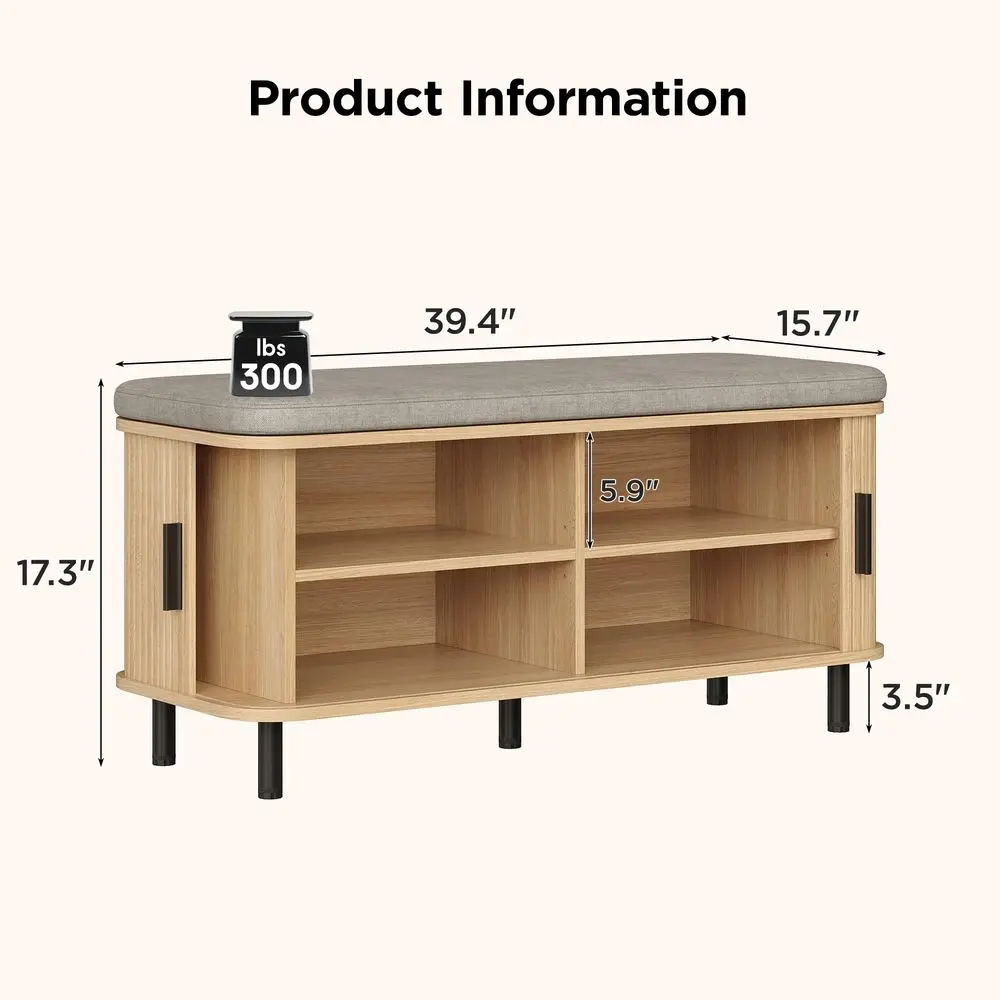 Shoe Storage Bench with Smooth Fluted Sliding Doors, 2 Tier Hidden Shoe Organizer Cabinet, Adjustable Shelf amp Comfy Cushion S
Shoe Storage Bench with Smooth Fluted Sliding Doors, 2 Tier Hidden Shoe Organizer Cabinet, Adjustable Shelf amp Comfy Cushion S