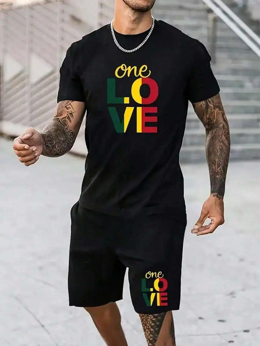 Mens Printed Casual Round Neck Short Sleeve T-Shirt And Drawstring Shorts Set
Mens Printed Casual Round Neck Short Sleeve T-Shirt And Drawstring Shorts Set