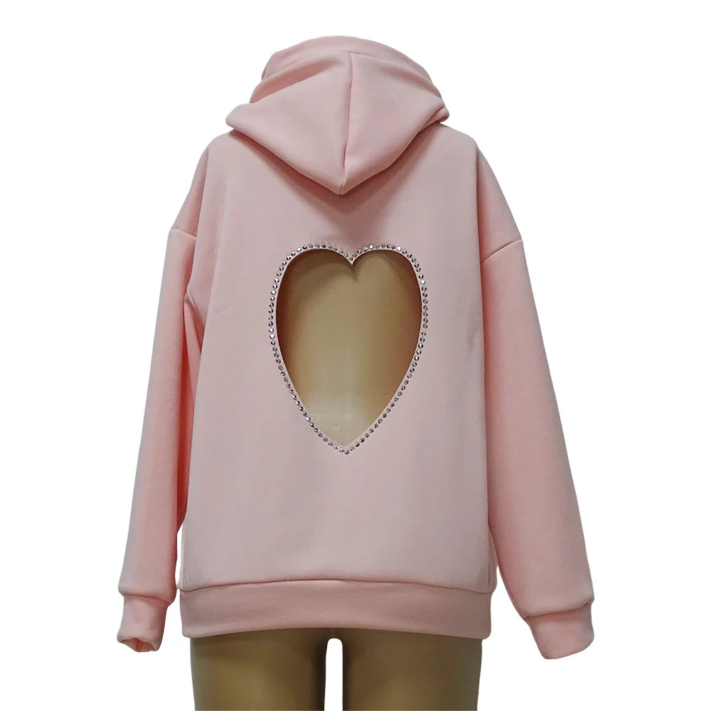 Europe Usa Back Hollow-out Fashion Street Wear Autumn Clothes New Women Hooded Loose Pullover Love Hot Drill Hoodies Femme Y2k
Europe Usa Back Hollow-out Fashion Street Wear Autumn Clothes New Women Hooded Loose Pullover Love Hot Drill Hoodies Femme Y2k