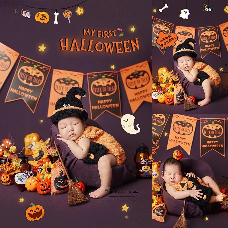 Newborn Photography Props for Studio Shooting Halloween Magic Pumpkin Theme Set Clothing with Hat Backdrop Decors for Photoshoot 
Newborn Photography Props for Studio Shooting Halloween Magic Pumpkin Theme Set Clothing with Hat Backdrop Decors for Photoshoot