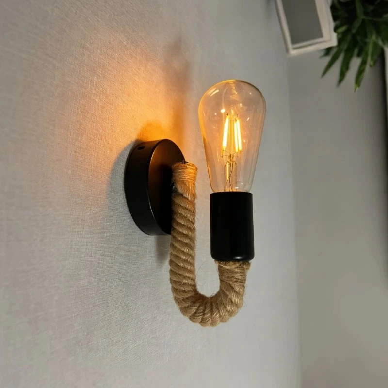 Retro Hemp Rope Wall Lamp Vintage Iron Art Wall Lights Fixture E27 Indoor Home Decor Dining Room Bedside Lamp Bedroom Light
Retro Hemp Rope Wall Lamp Vintage Iron Art Wall Lights Fixture E27 Indoor Home Decor Dining Room Bedside Lamp Bedroom Light