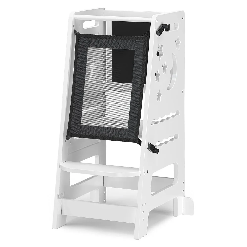 Bamboo Toddler Kitchen Stool Tower Adjustable Height with Learning Black & White Activity Board1
Bamboo Toddler Kitchen Stool Tower Adjustable Height with Learning Black & White Activity Board1