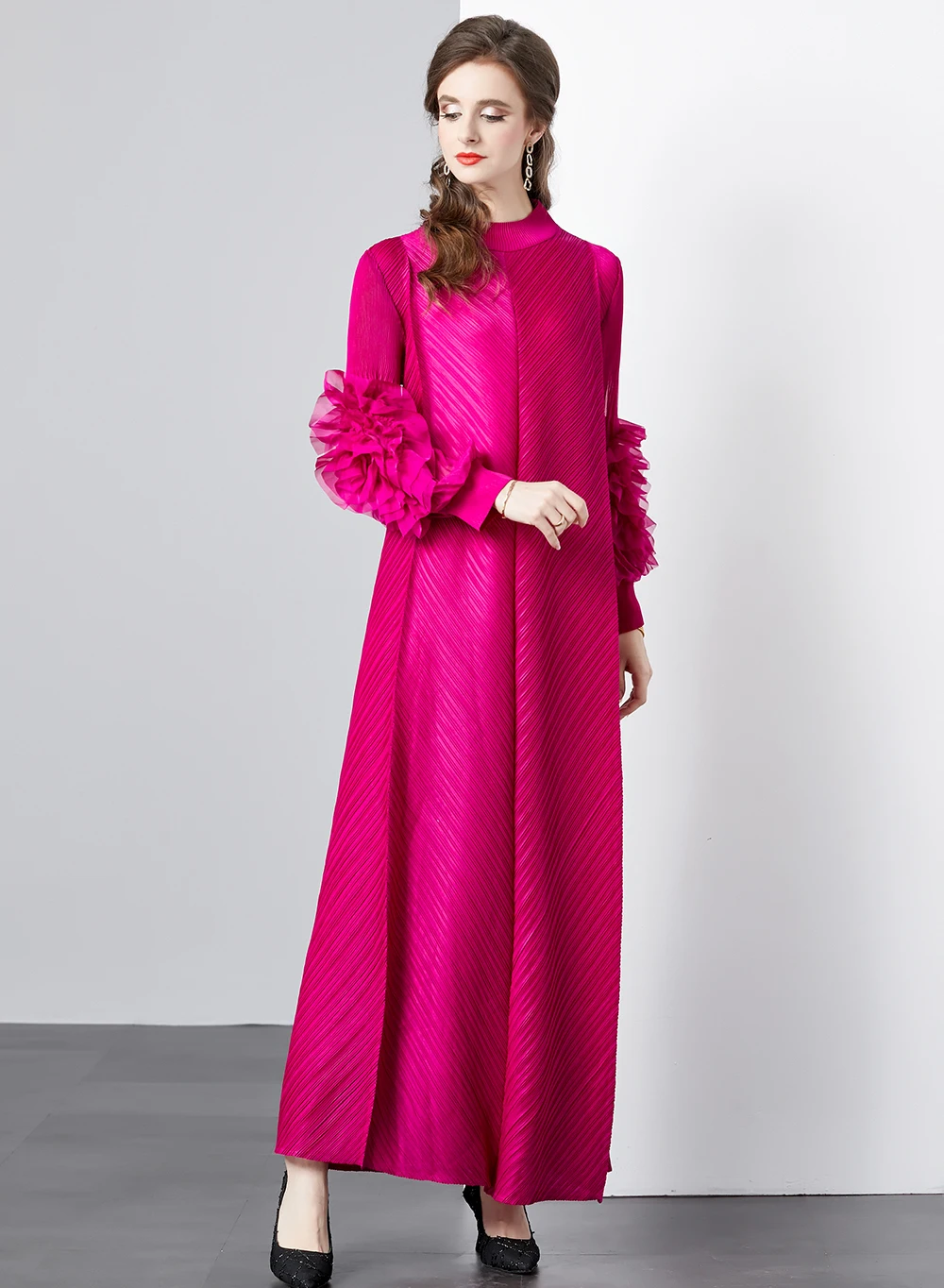 AIMEILI Maxi Pleated Dress Round Neck Spliced Fungus Full Sleeve Dresses For Women 2024 New Spring Clothing
AIMEILI Maxi Pleated Dress Round Neck Spliced Fungus Full Sleeve Dresses For Women 2024 New Spring Clothing