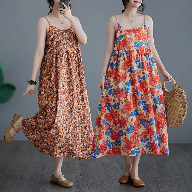Летнее пляжное платье с цветочным принтом Vaion, женское тонкое платье трапециевидной формы с высокой талией, хлопковое повседневное платье средней длины, Svel Dr 
Летнее пляжное платье с цветочным принтом Vaion, женское тонкое платье трапециевидной формы с высокой талией, хлопковое повседневное платье средней длины, Svel Dr