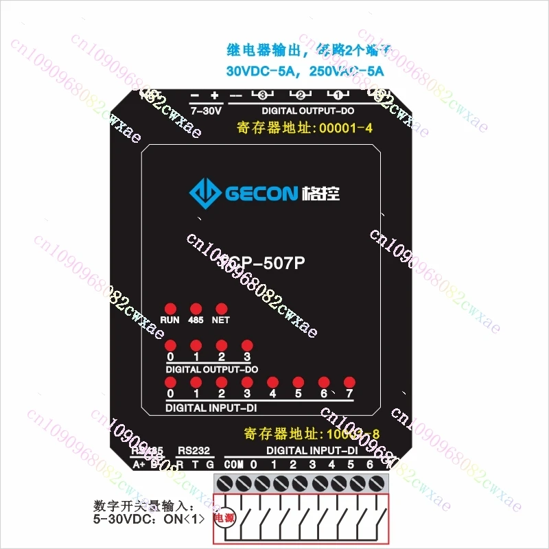 Релейные выходы 4DO Каналы 8DI Вход переключателя Модуль промышленного Ethernet RS485 RS232 Протокол Modbus TCP
Релейные выходы 4DO Каналы 8DI Вход переключателя Модуль промышленного Ethernet RS485 RS232 Протокол Modbus TCP