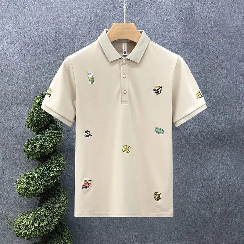 Men's Clothing Patchwork Printing Office Simplicity Man Turn-down Collar Pullovers Short Sleeve Button Business Casual T-Shirts
Men's Clothing Patchwork Printing Office Simplicity Man Turn-down Collar Pullovers Short Sleeve Button Business Casual T-Shirts