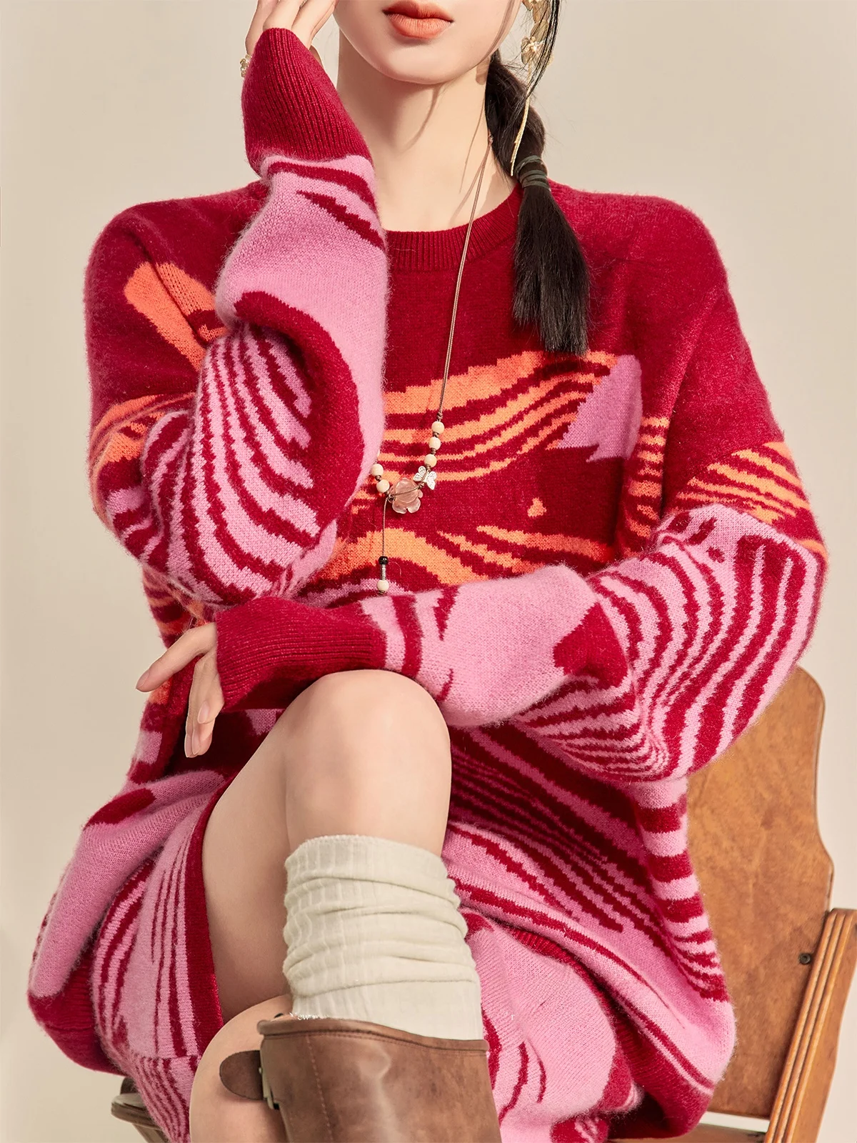 Вязаный свитер с абстрактным цветочным принтом и комплект из винно-красного цвета для женщин, осень-зима, модный повседневный свободный крой, круглый длинный...
Вязаный свитер с абстрактным цветочным принтом и комплект из винно-красного цвета для женщин, осень-зима, модный повседневный свободный крой, круглый длинный...