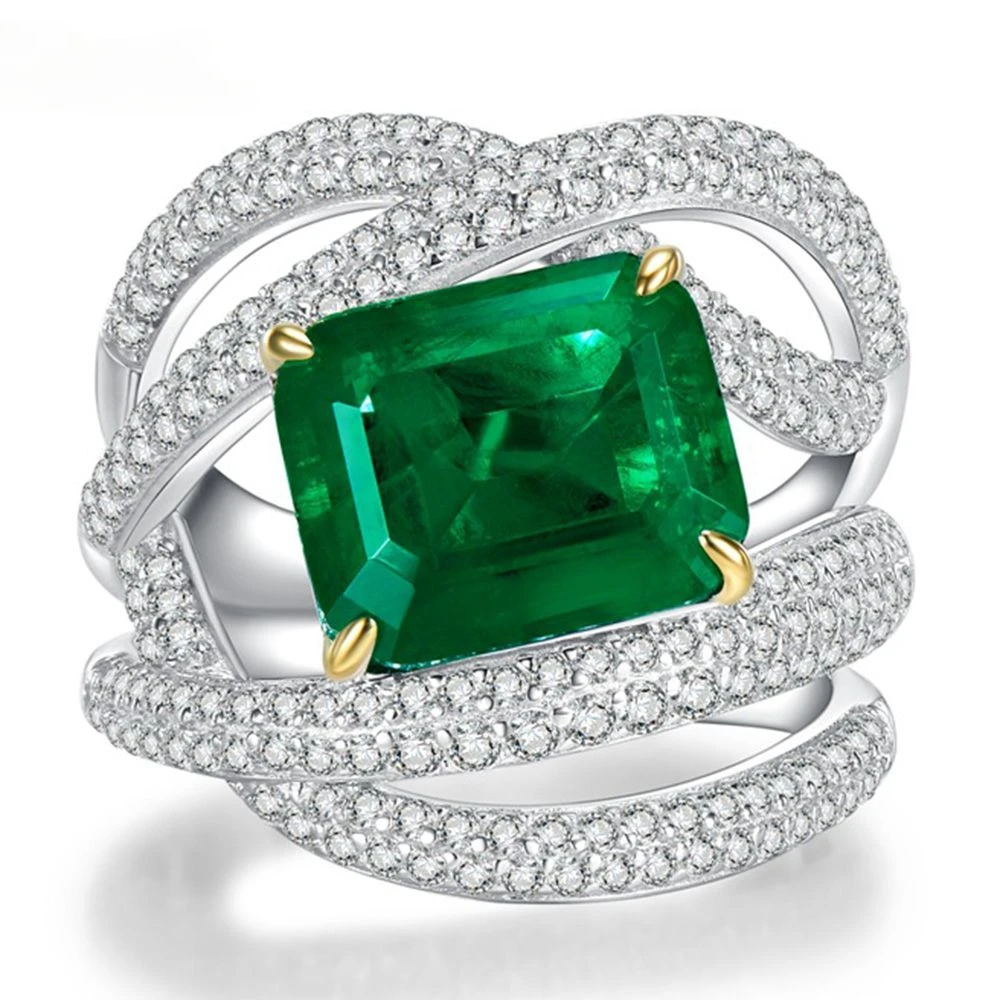 New models Luxury Vintage 925 Sterling Silver 5CT Emerald Gemstone Cockatail Party Ring For Women Gifts Fine Jewelry Wholesale
New models Luxury Vintage 925 Sterling Silver 5CT Emerald Gemstone Cockatail Party Ring For Women Gifts Fine Jewelry Wholesale