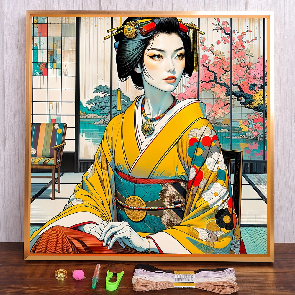 Portrait Japanese Girl Pre-Printed Cross-Stitch Kit DIY Embroidery Handmade Handicraft Sewing Handiwork Package Home Decor Magic
Portrait Japanese Girl Pre-Printed Cross-Stitch Kit DIY Embroidery Handmade Handicraft Sewing Handiwork Package Home Decor Magic
