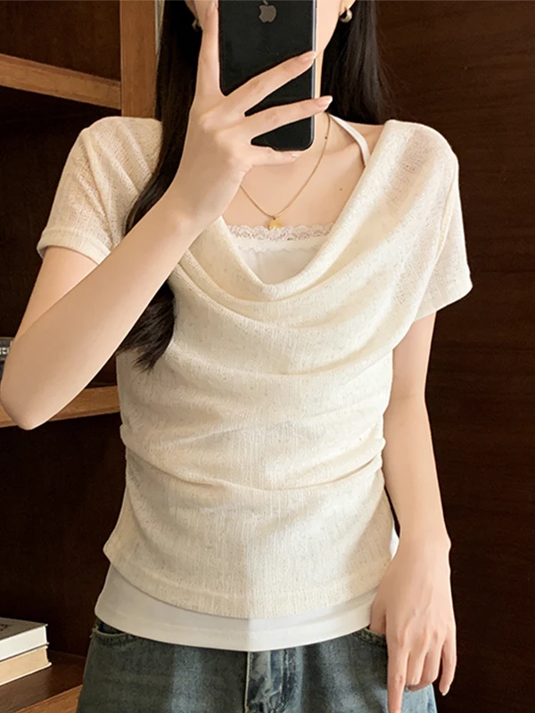 Summer Women's Sweet Slimming Short Sleeve T-Shirt Shoulder Bared Two-Piece Set plus Size Comfortable Breathable Korean Style
Summer Women's Sweet Slimming Short Sleeve T-Shirt Shoulder Bared Two-Piece Set plus Size Comfortable Breathable Korean Style