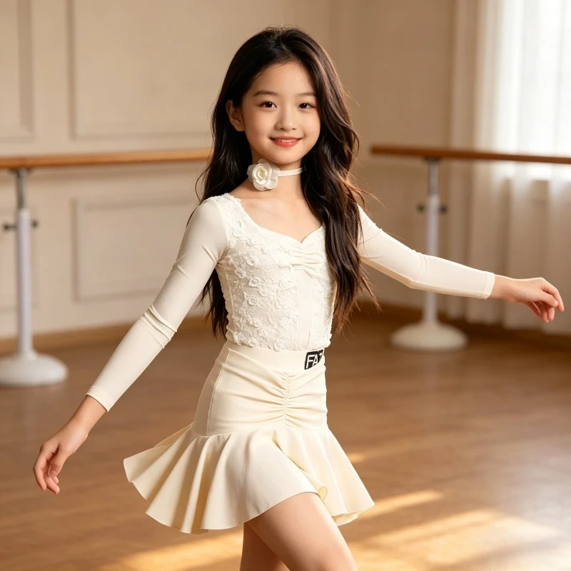 Girls Shiny Velvet Latin Dance Dress Long Sleeve Bodysuit with Skirt Kids Ballroom Competition Practice Performance Costume
Girls Shiny Velvet Latin Dance Dress Long Sleeve Bodysuit with Skirt Kids Ballroom Competition Practice Performance Costume