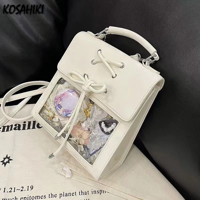 Japanese Women Kawaii Backpacks Sweet Y2k Aesthetic Girls Bow Schoolbags Fashion Preppy Handbags All Match Transparent Ita Bags
Japanese Women Kawaii Backpacks Sweet Y2k Aesthetic Girls Bow Schoolbags Fashion Preppy Handbags All Match Transparent Ita Bags