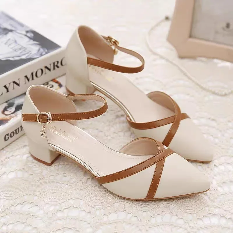 Baotou Sandals Spring and Summer Women's New Thick with A Line Buckle in A Single Shoe with Pointed Head Women
Baotou Sandals Spring and Summer Women's New Thick with A Line Buckle in A Single Shoe with Pointed Head Women