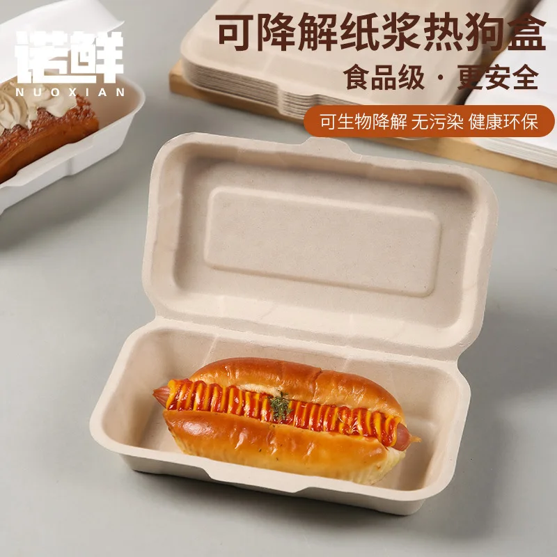 Custom Pulp Hot Dog Box Disposable Takeout Box Rectangular Food Container Biodegradable Croissant Sandwich Takeout Bento Box
Custom Pulp Hot Dog Box Disposable Takeout Box Rectangular Food Container Biodegradable Croissant Sandwich Takeout Bento Box