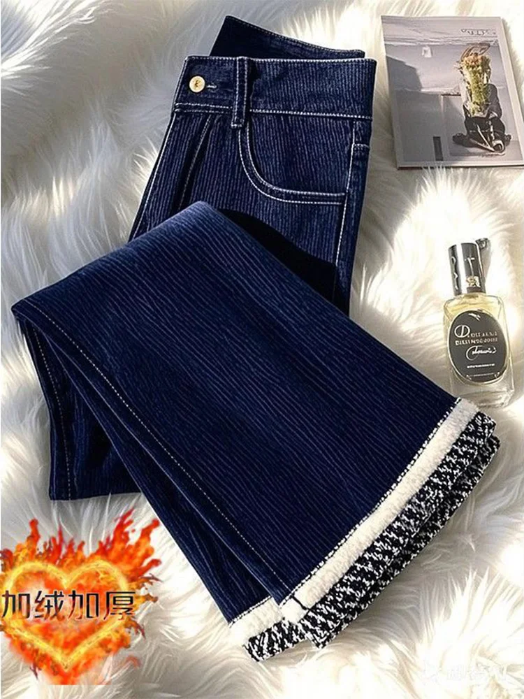 Autumn Winter New Fashion High Waist Design Patchwork Color Blocking Corduroy Pant Women High End Navy Blue Flared Pants
Autumn Winter New Fashion High Waist Design Patchwork Color Blocking Corduroy Pant Women High End Navy Blue Flared Pants