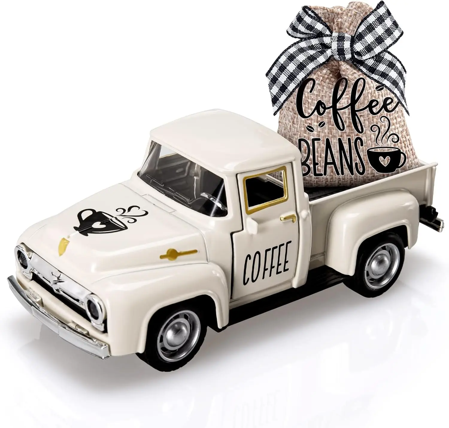 Vintage Metal Truck Coffee Decor with Burlap Sack, Mini Diecast Farmhouse Tabletop Tray for Coffee Bar
Vintage Metal Truck Coffee Decor with Burlap Sack, Mini Diecast Farmhouse Tabletop Tray for Coffee Bar