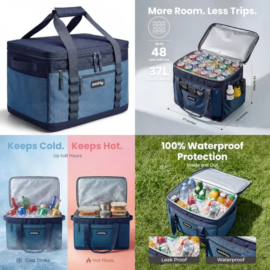 Cooler Bags Insulated Collapsible Cooler, Portable Leakproof and Soft Sided - Large Foldable Ice Chest for Camping, Beach, Trav
Cooler Bags Insulated Collapsible Cooler, Portable Leakproof and Soft Sided - Large Foldable Ice Chest for Camping, Beach, Trav