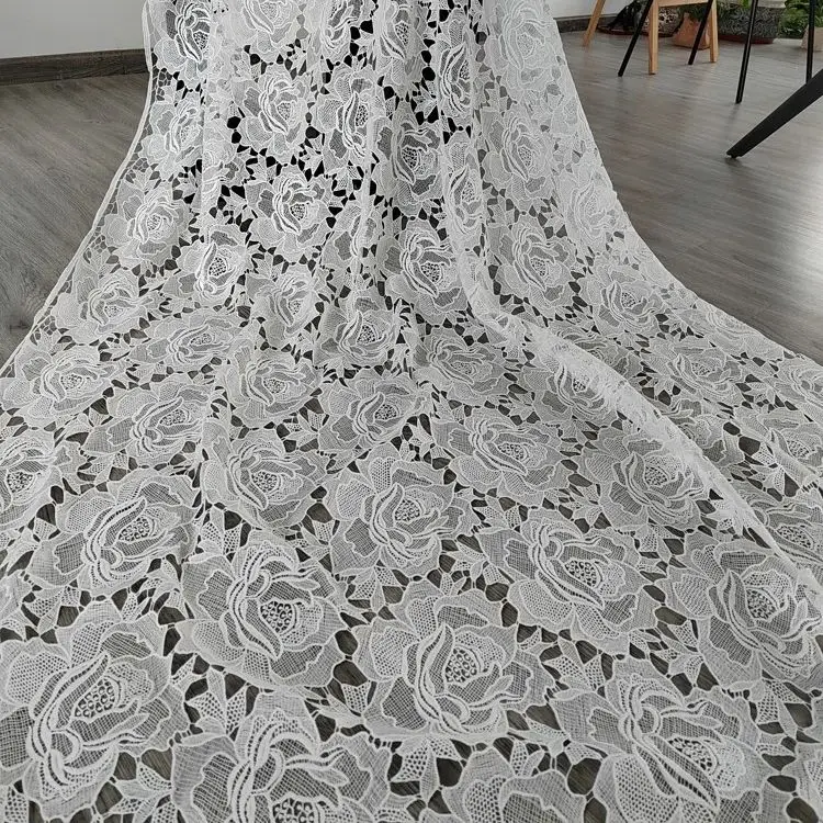 High-end wedding dress fabric 3D rose flower water soluble milk silk lace embroidery fabric for sewing dress Two colors
High-end wedding dress fabric 3D rose flower water soluble milk silk lace embroidery fabric for sewing dress Two colors