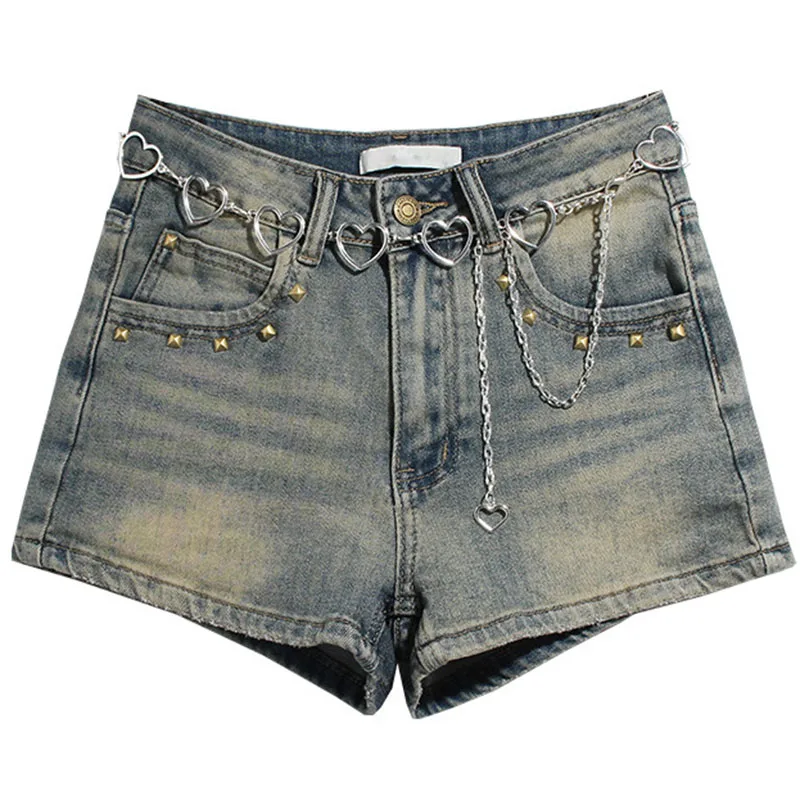Women Denim Shorts Retro Rivet Decoration Straight High Waist Elastic Slim Zipper Design Texture Daily Casual Versatile Shorts
Women Denim Shorts Retro Rivet Decoration Straight High Waist Elastic Slim Zipper Design Texture Daily Casual Versatile Shorts