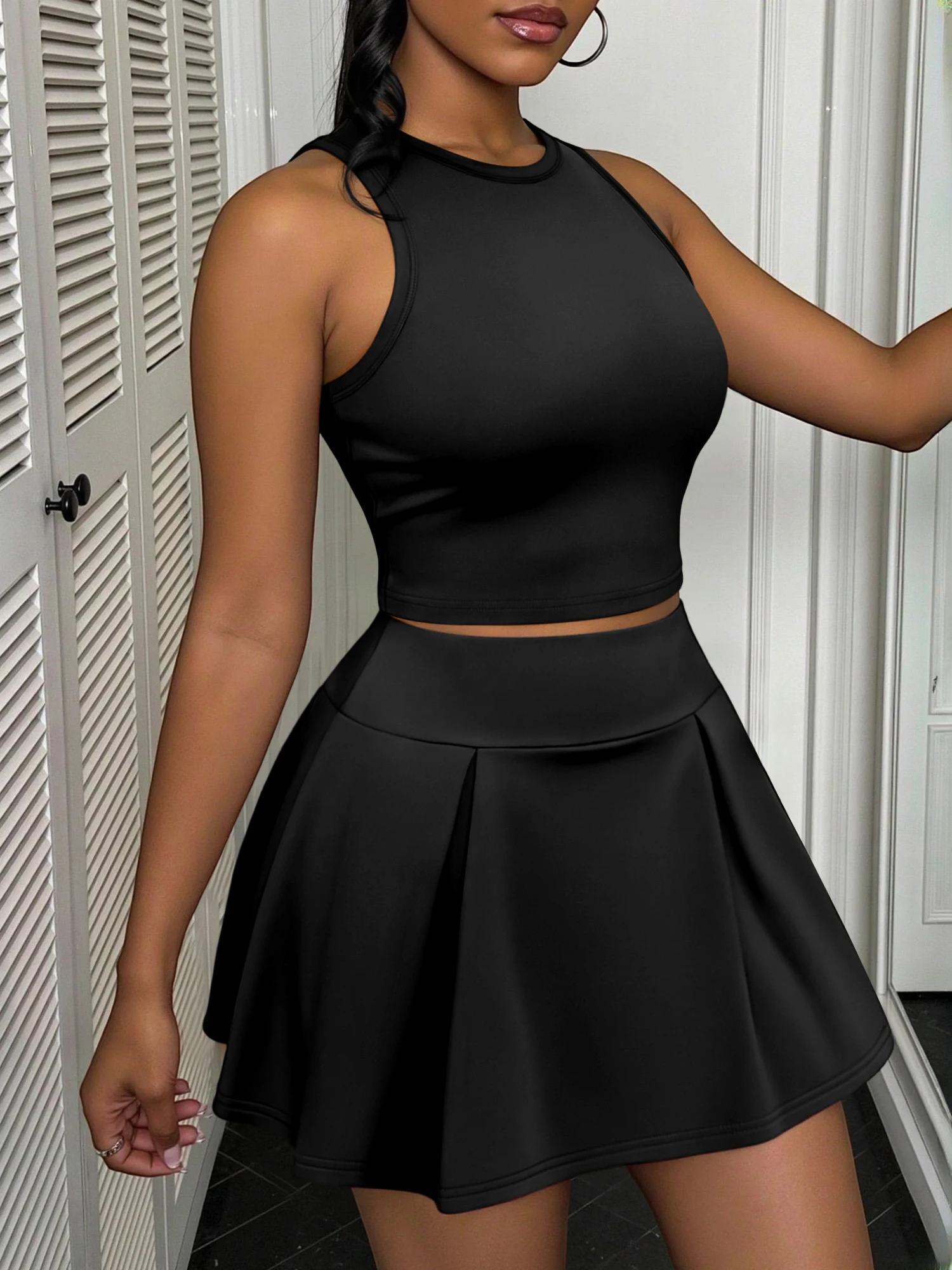 Street Style 2 Piece Outfit Women Sleeveless Crop Top High Waist Flare Skirt Y2K Set
Street Style 2 Piece Outfit Women Sleeveless Crop Top High Waist Flare Skirt Y2K Set