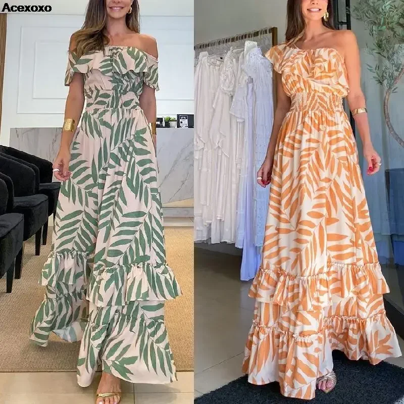 2023 summer new women's fashion casual print one line shoulder elastic belt top dress
2023 summer new women's fashion casual print one line shoulder elastic belt top dress