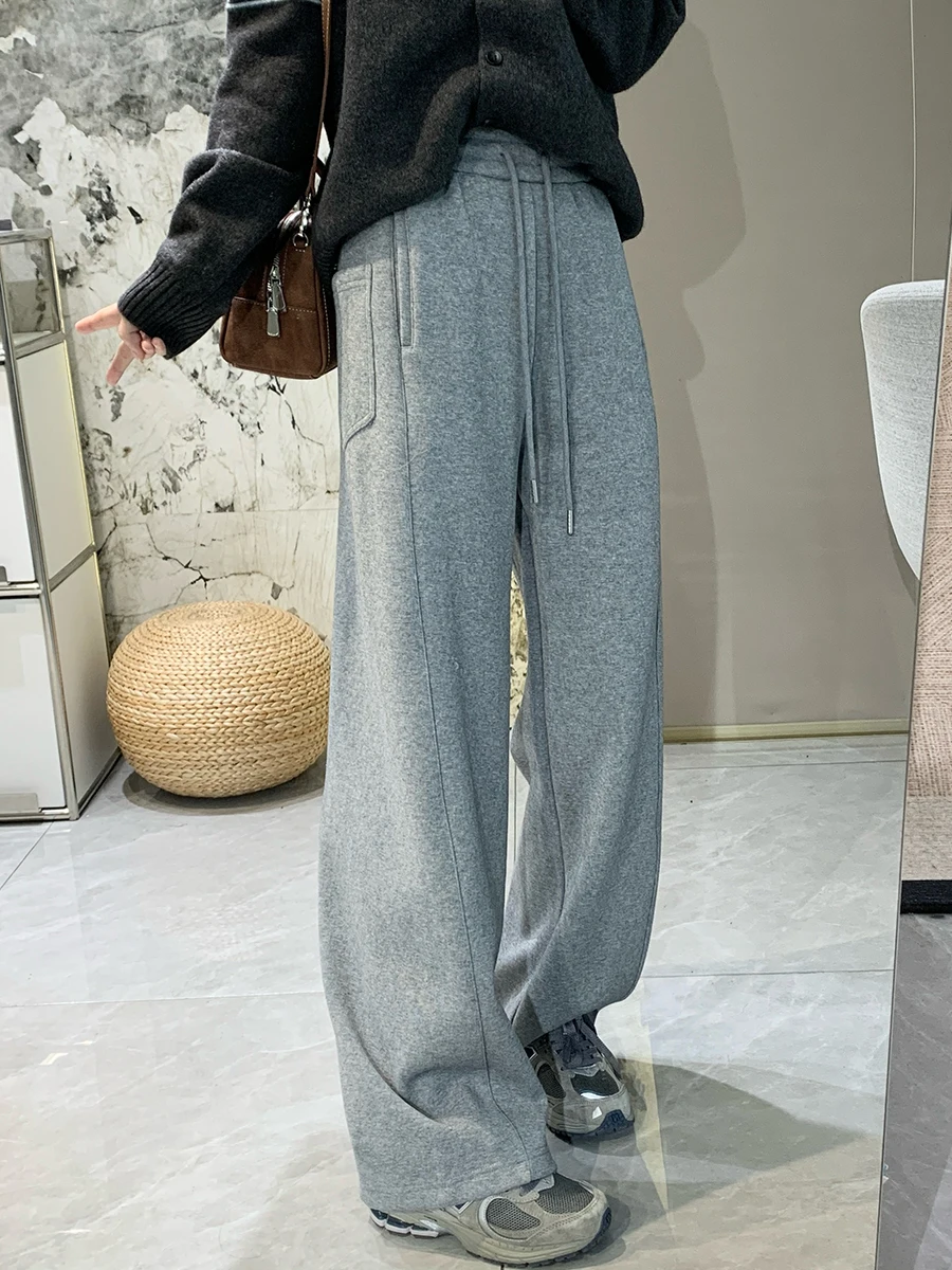 Thiened Wide Leg Pants Women's High Waist Straight Cut Cotton Polyester Blend Fce Lined Patchwork Casual Trousers
Thiened Wide Leg Pants Women's High Waist Straight Cut Cotton Polyester Blend Fce Lined Patchwork Casual Trousers