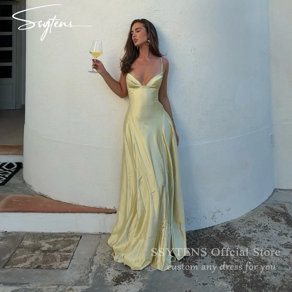 SSYTENS Modern Spaghetti Strap A Line Prom Gowns Backless Party Gown Floor Length Evening Dress vestidos de festa Customized
SSYTENS Modern Spaghetti Strap A Line Prom Gowns Backless Party Gown Floor Length Evening Dress vestidos de festa Customized