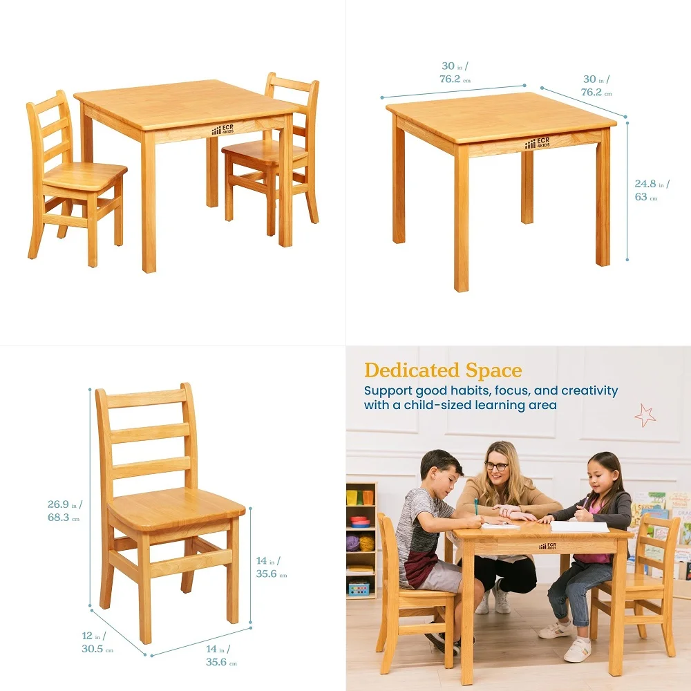 30in D Square Hardwood Table with 24in Legs and Two 14in Chairs, Kids Furniture, Honey, 3Piece
30in D Square Hardwood Table with 24in Legs and Two 14in Chairs, Kids Furniture, Honey, 3Piece